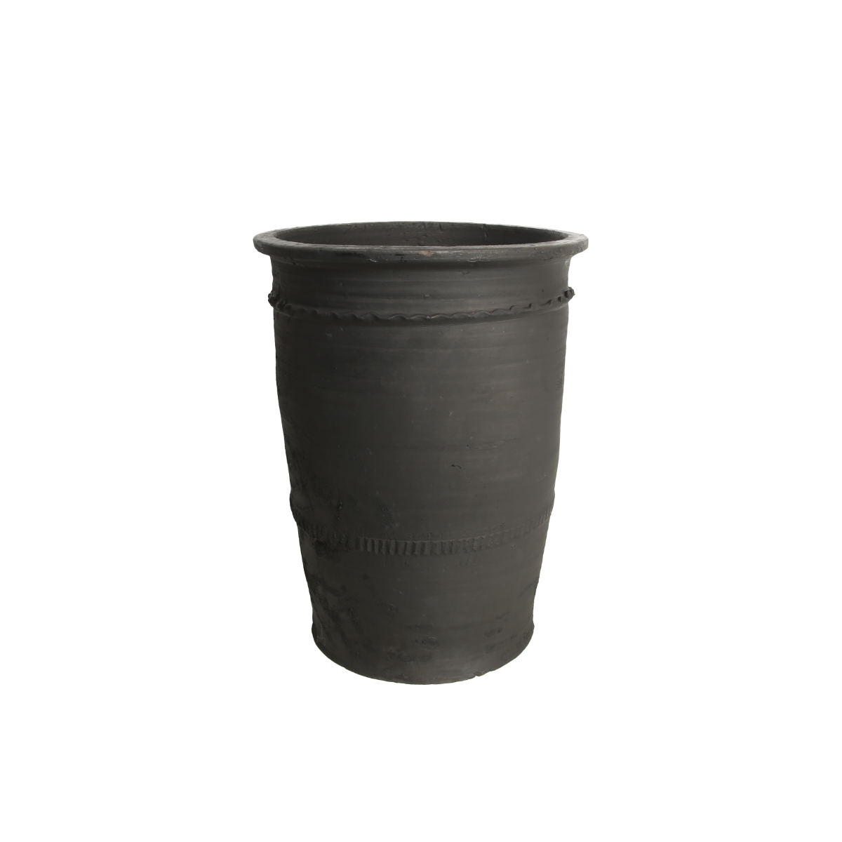 Svart rakubränd kruka på Krukor & rum