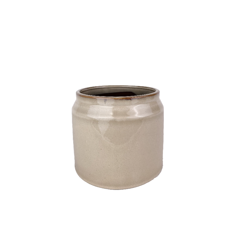 Beige dekorativ kruka i keramik – 11 cm