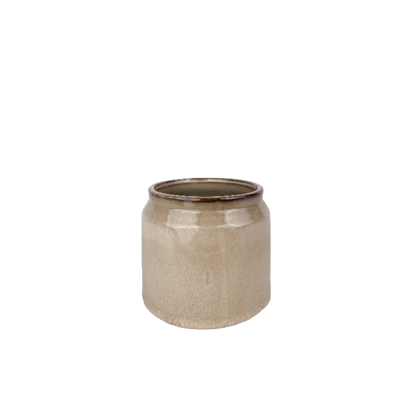 Beige dekorativ kruka i keramik – 9 cm