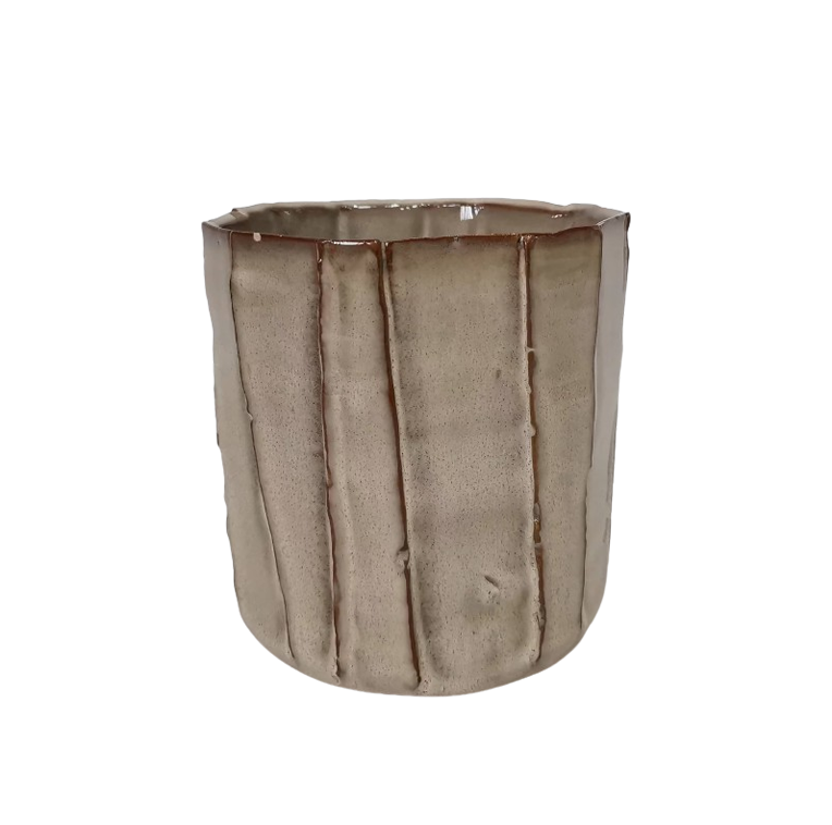 Dekorativ kruka brunbeige med ojämn kant
