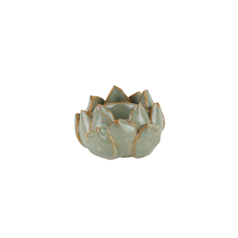 Blomma värmeljus grön/blå 8,5x5H