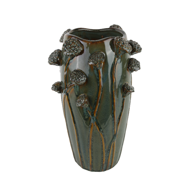 Keramikvas mörkgrön Ø22 × 36 cm – Krukor & Rum