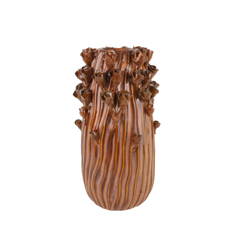 Keramikvas röd/brun Ø13 × 33 cm – Krukor & Rum