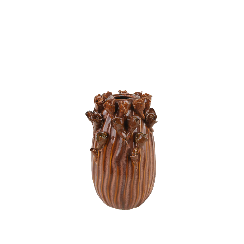 Keramikvas röd/brun Ø15 × 22 cm – Krukor & Rum