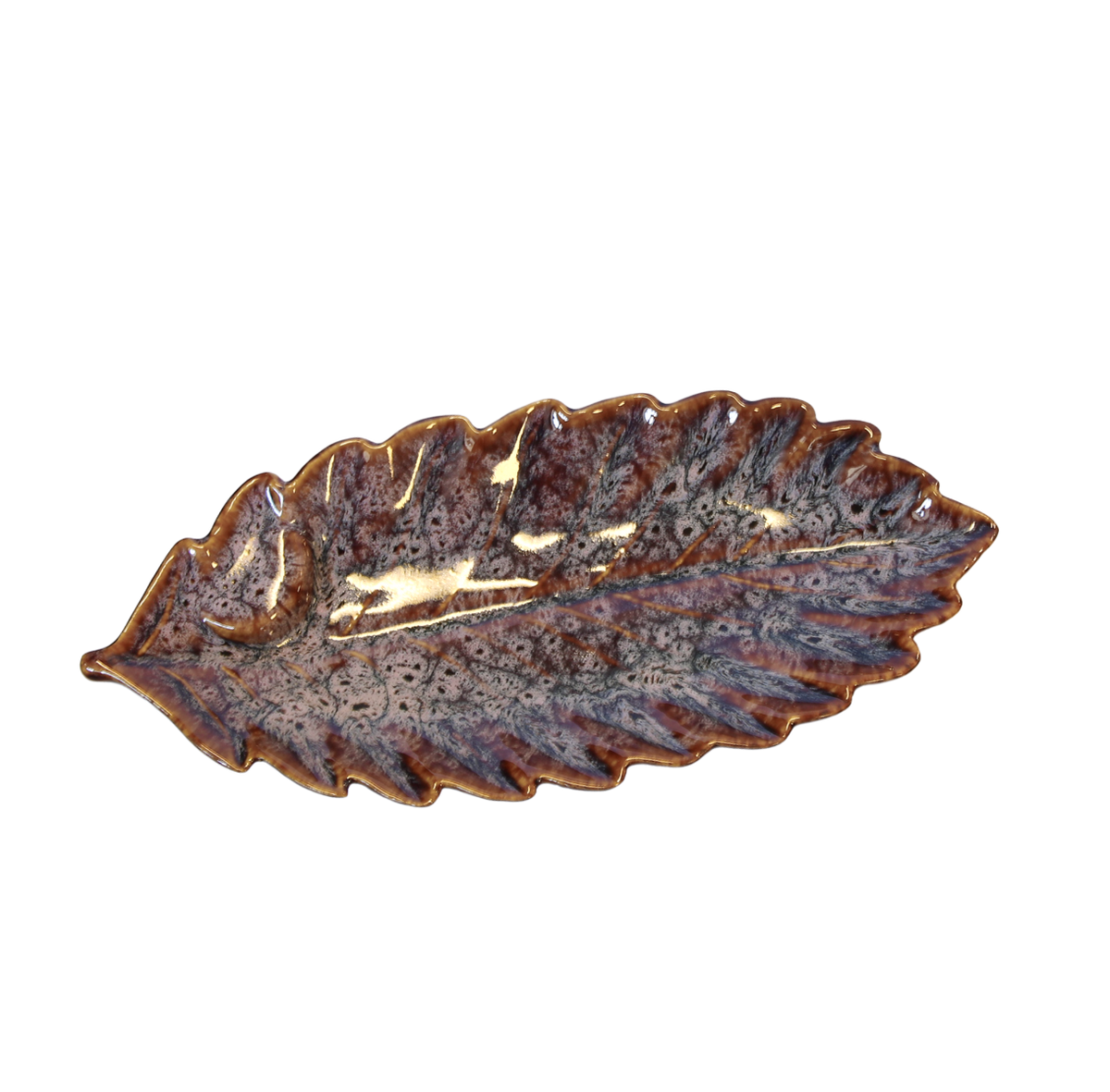 Lövfat i champagnefärgad keramik 16 × 13 cm – Krukor & Rum