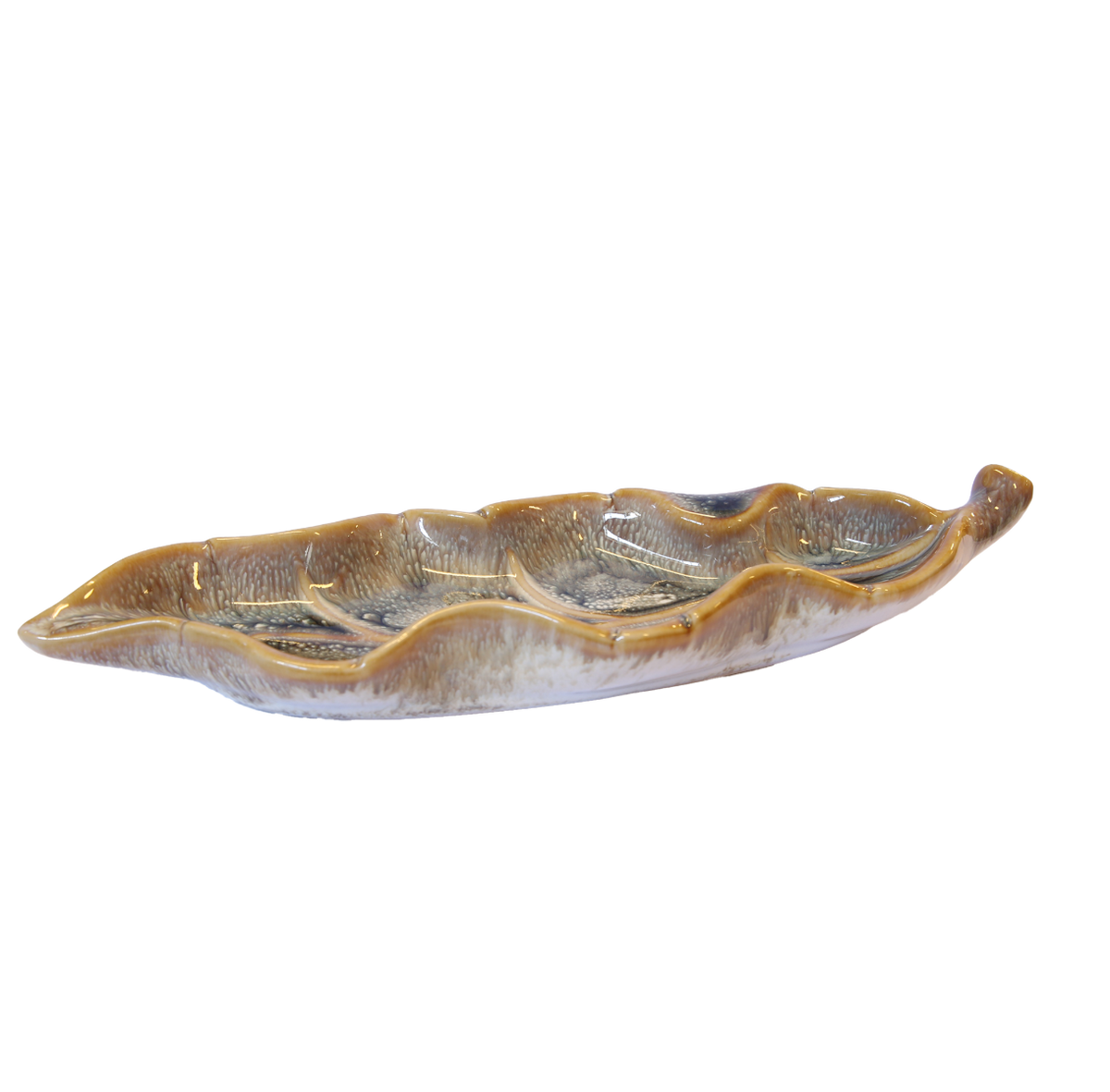 Lövfat i beige keramik 22 × 8 cm – Krukor & Rum