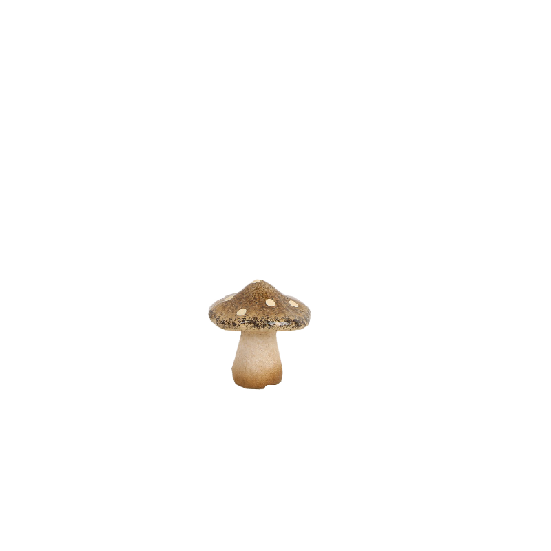 Beige keramiksvamp som höstdekoration för bord och hylla.