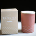 Doftljus Jasmine i terrafärgad keramik 8 × 10 cm med trälock