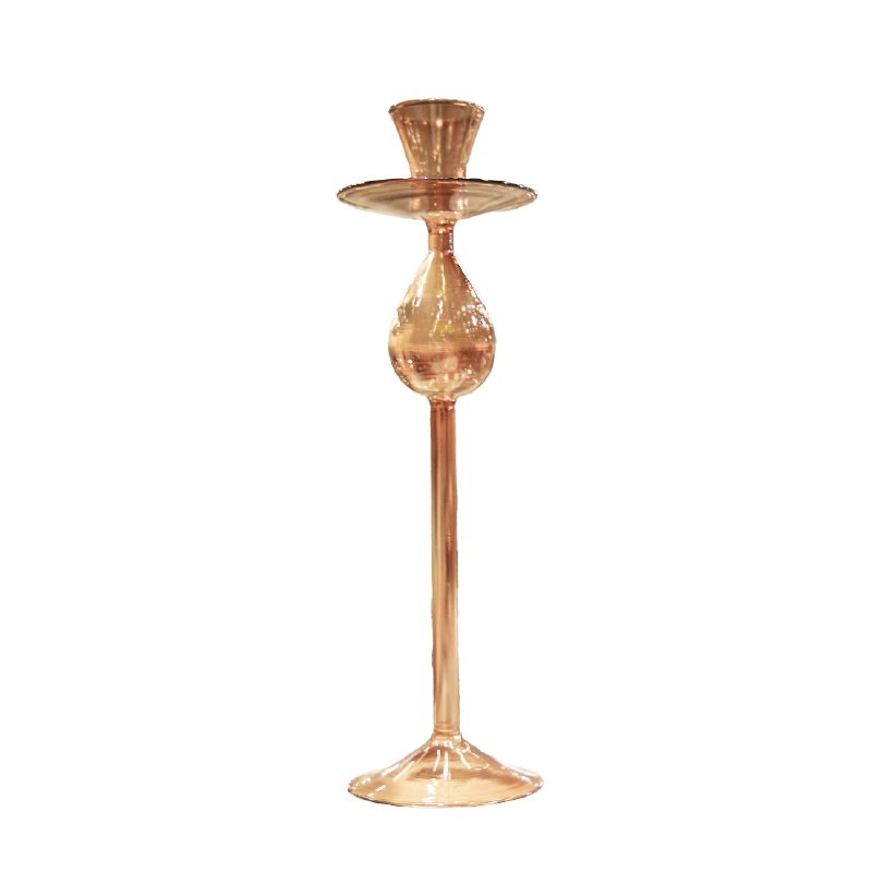 Ljusstake i cappuccinofärgat glas Ø9 × 33 cm – Krukor & Rum