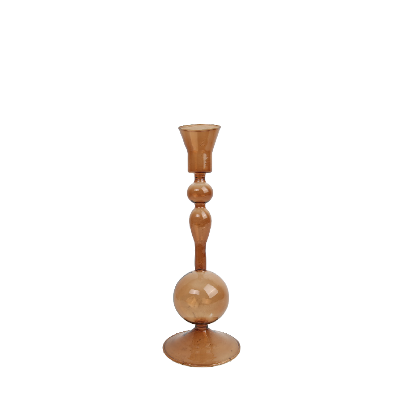Ljusstake i cappuccinofärgat glas Ø9 × 25 cm – Krukor & Rum
