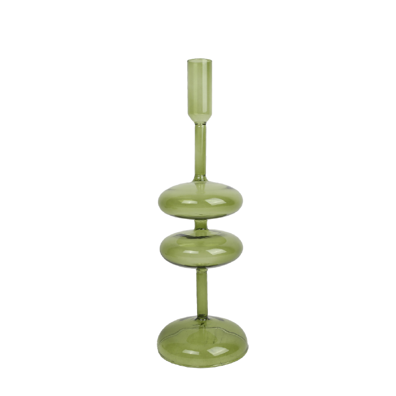 Ljusstake i grönt glas Ø10 × 31 cm – Krukor & Rum