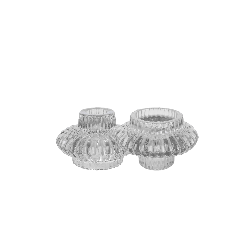 Vändbar ljushållare i klart glas Ø10 × 6 cm – Krukor & Rum